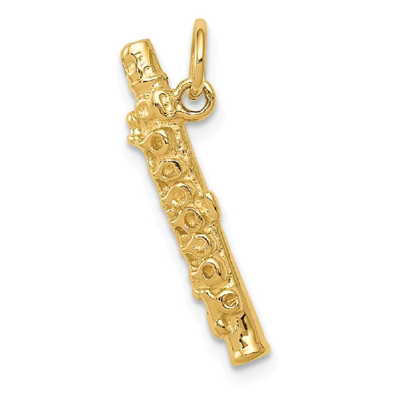 Handmade Leather - Wrapped Crystal Pendant for a Bohemian Aesthetic14k Yellow Gold 3D Flute Pendant Handmade Leather - Wrapped Crystal Pendant for a Bohemian Aesthetic14k Yellow Gold 3D Flute Pendant