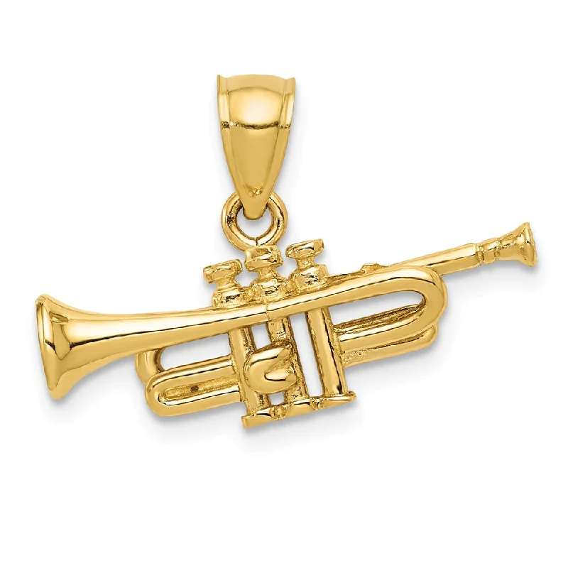 Gothic - Style Skull Pendant with Red Enamel Accents for Alternative Fashion14k Yellow Gold 3D Horizontal Trumpet Pendant Gothic - Style Skull Pendant with Red Enamel Accents for Alternative Fashion14k Yellow Gold 3D Horizontal Trumpet Pendant