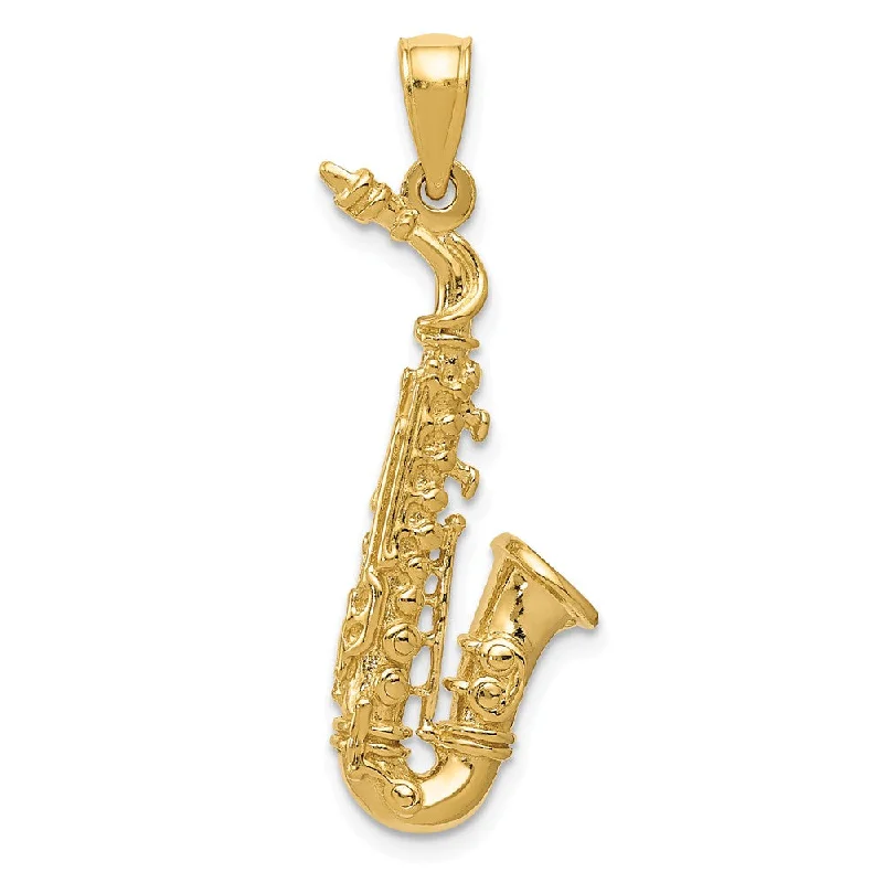 18K Gold - Plated Angel Wing Pendant for a Symbolic and Elegant Accessory14k Yellow Gold 3D Large Saxophone Pendant