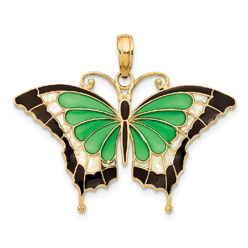 Mother - of - Pearl Inlaid Seahorse Pendant for Beach Lovers14k Yellow Gold & Green Translucent Acrylic Butterfly Pendant, 30mm Mother - of - Pearl Inlaid Seahorse Pendant for Beach Lovers14k Yellow Gold & Green Translucent Acrylic Butterfly Pendant, 30mm