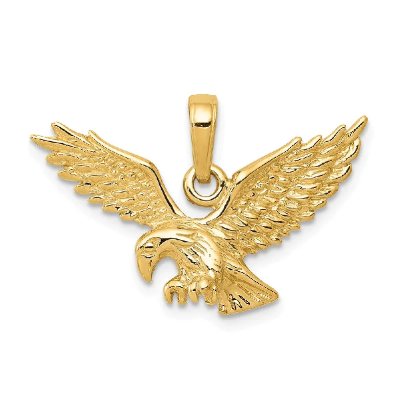 Rhinestone - Encrusted Crown Pendant for Little Girls' Dress - Up14k Yellow Gold Polished Eagle Pendant, 25mm Rhinestone - Encrusted Crown Pendant for Little Girls' Dress - Up14k Yellow Gold Polished Eagle Pendant, 25mm