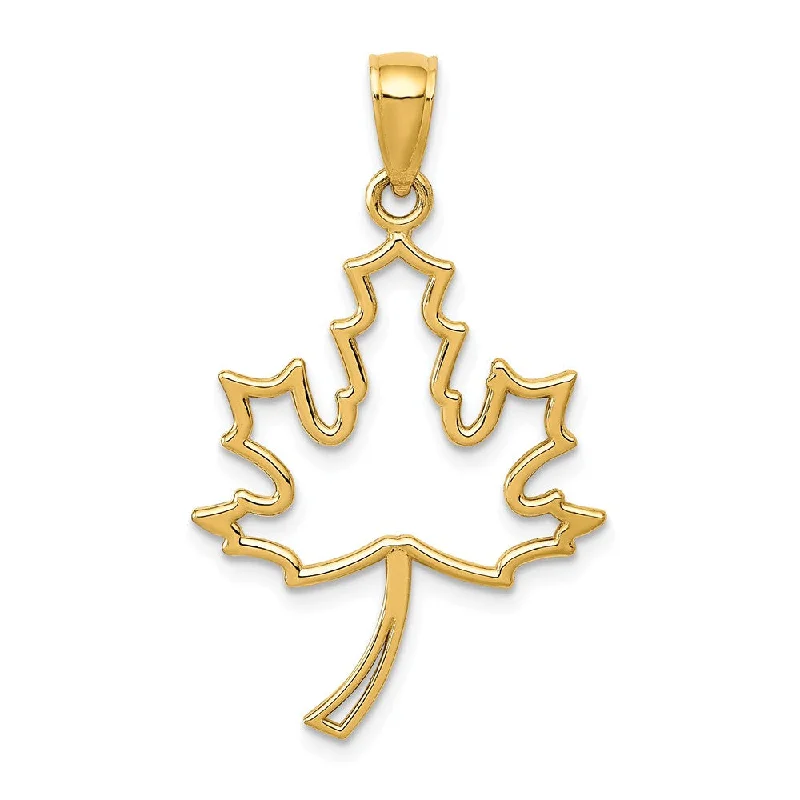 Customized Birthstone Pendant with Engraved Name for a Personalized Touch14k Yellow Gold Polished Maple Leaf Silhouette Pendant Customized Birthstone Pendant with Engraved Name for a Personalized Touch14k Yellow Gold Polished Maple Leaf Silhouette Pendant