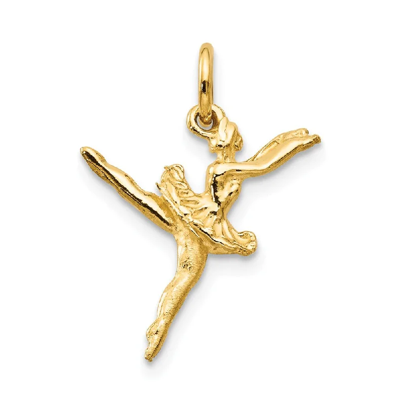 Pearl - Embellished Floral Pendant for a Feminine and Romantic Look14k Yellow Gold Small 3D Ballerina Pendant Charm