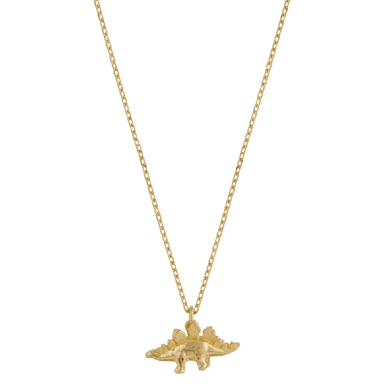 Vintage-inspired locket necklaces for her18K Yellow Gold Dinosaur Necklace - "Teeny Tiny Stegosaurus"