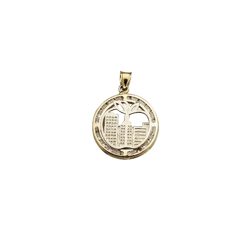 Rhinestone - Encrusted Crown Pendant for Little Girls' Dress - UpApple City Round CZ Pendant (14K) Rhinestone - Encrusted Crown Pendant for Little Girls' Dress - UpApple City Round CZ Pendant (14K)