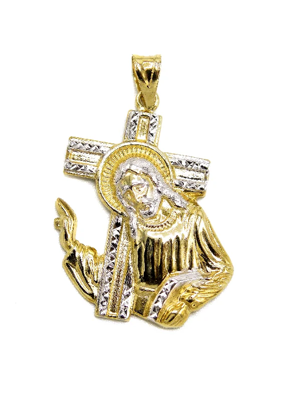 Birth flower pendants for unique style10K Gold Jesus Cross Pendant | 3.2 Grams