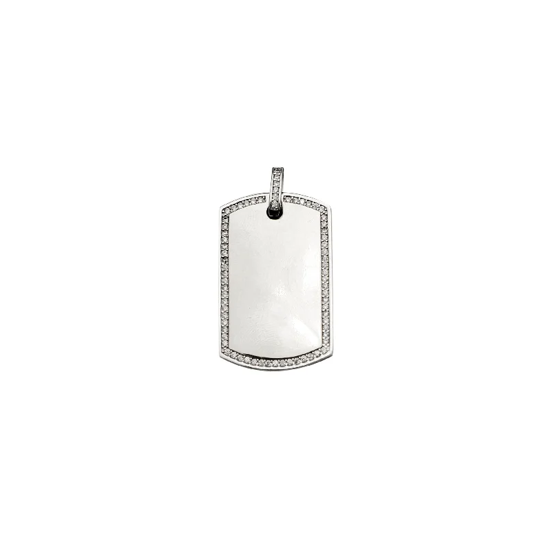 Military - Inspired Dog Tag Pendant with Engraved Service NumbersZirconia Dog Tag Pendant (Silver) Military - Inspired Dog Tag Pendant with Engraved Service NumbersZirconia Dog Tag Pendant (Silver)