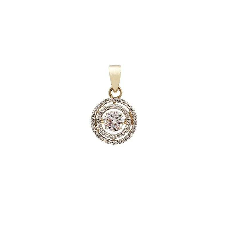 Hand - Carved Jade Buddha Pendant for Spiritual and Cultural SignificanceDouble Circle Rotating Gem CZ Pendant (14K) Hand - Carved Jade Buddha Pendant for Spiritual and Cultural SignificanceDouble Circle Rotating Gem CZ Pendant (14K)