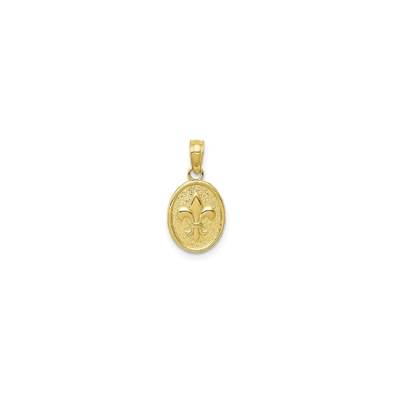 Pearl - Embellished Floral Pendant for a Feminine and Romantic LookFleur De Lis Oval Medallion Pendant (14K) Pearl - Embellished Floral Pendant for a Feminine and Romantic LookFleur De Lis Oval Medallion Pendant (14K)