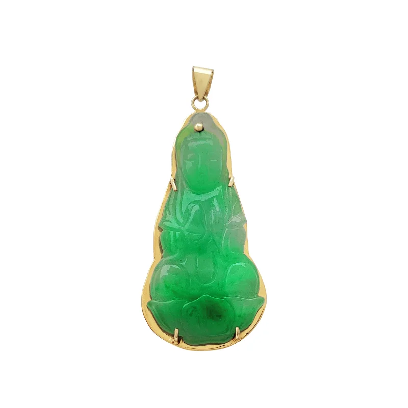 Laser - Cut Woodland Scene Pendant for Nature EnthusiastsGuan Yin Jade Pendant (14K) Laser - Cut Woodland Scene Pendant for Nature EnthusiastsGuan Yin Jade Pendant (14K)