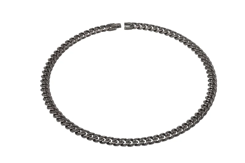 Chain Rings with a QR Code Engraving for PersonalizationBlackened Stainless Steel Curb Chain Necklace