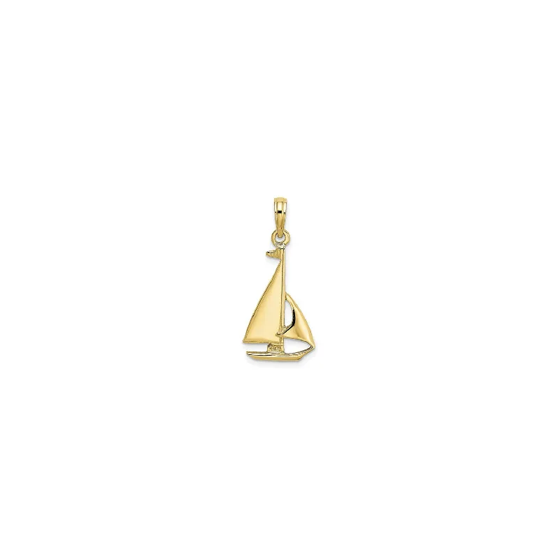 Retro - Inspired Art Deco - Patterned Pendant in Silver for Vintage LoversMini Sailboat Pendant (14K) Retro - Inspired Art Deco - Patterned Pendant in Silver for Vintage LoversMini Sailboat Pendant (14K)