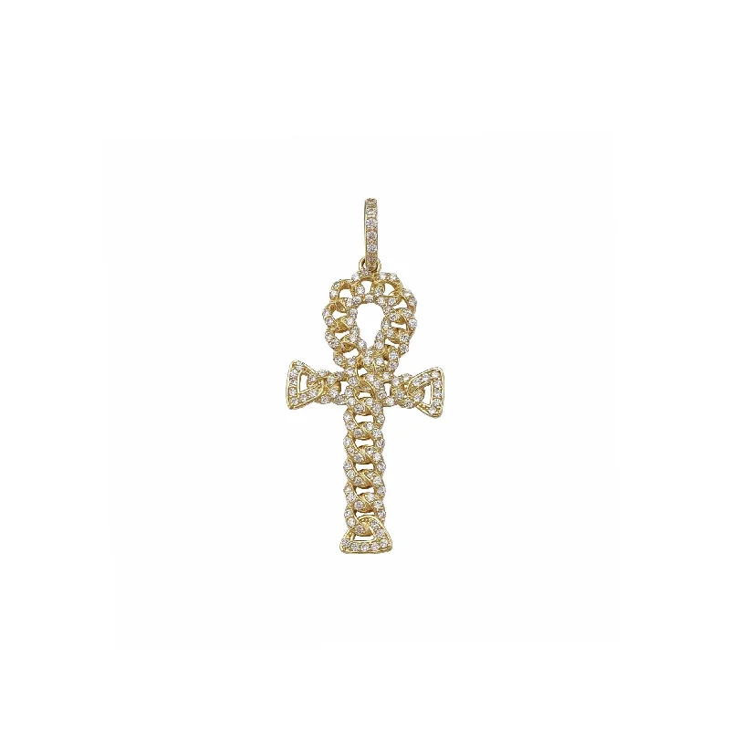Magnetic - Locking Pendant with Hidden Compartment for Secret MessagesPave Cuban Ankh Pendant (14K) Magnetic - Locking Pendant with Hidden Compartment for Secret MessagesPave Cuban Ankh Pendant (14K)