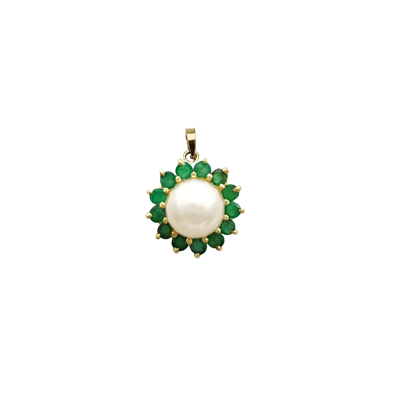 Double - Heart Pendant with Interlocking Design for CouplesPearl & Emerald Flower Pendant (14K) Double - Heart Pendant with Interlocking Design for CouplesPearl & Emerald Flower Pendant (14K)
