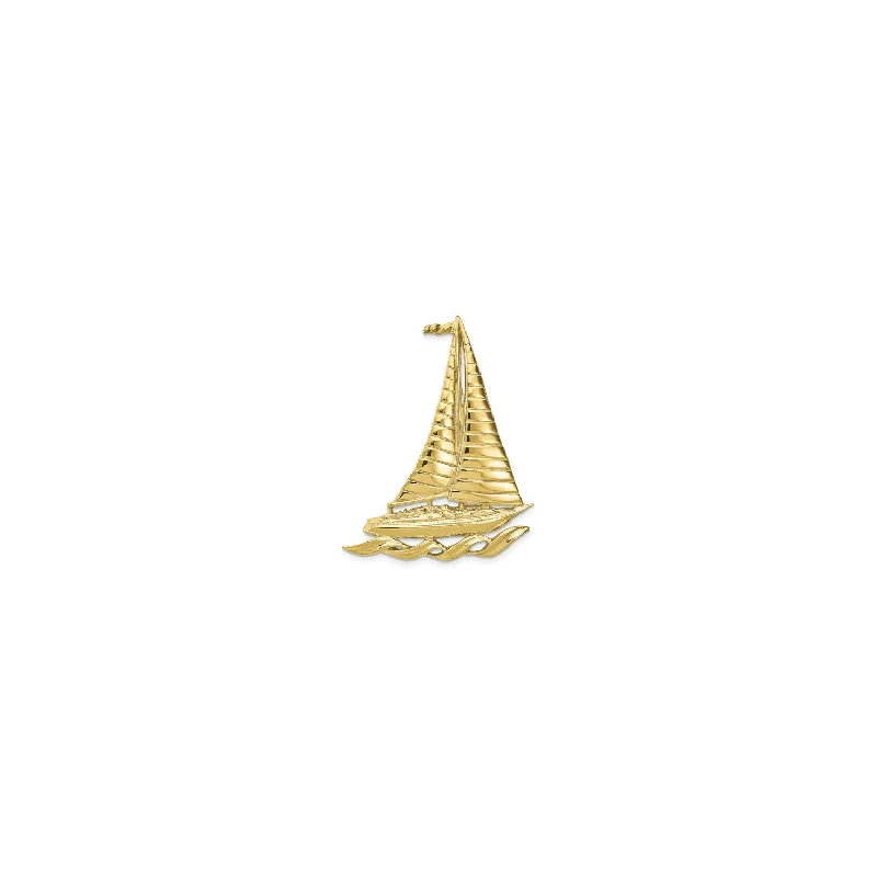 Gothic - Style Skull Pendant with Red Enamel Accents for Alternative FashionRibbed Sailboat with Waves Charm (14K)