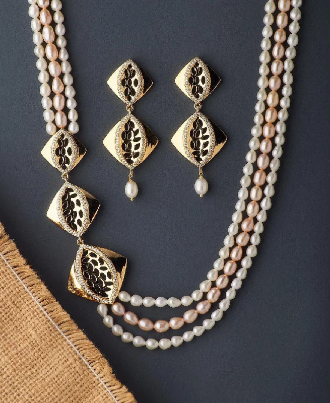 Sterling Silver Chain Rings with a Chunky Link DesignRegal Real Pearl Necklace Set