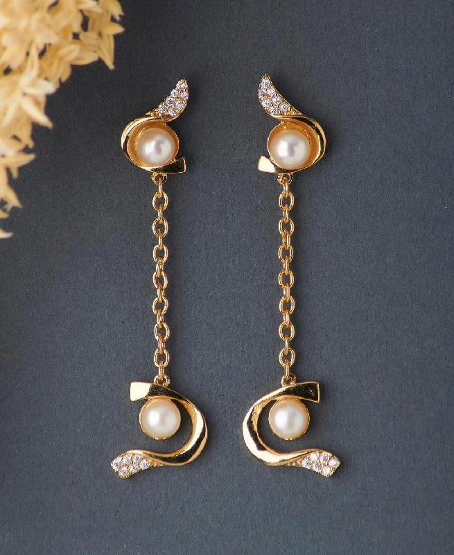 Multi - colored drop earrings with a rainbow of gemstonesStylish Real Peal Earring