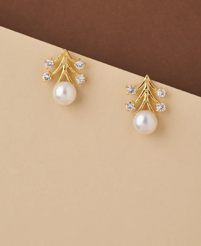 Silver drop earrings with intricate filigree workTrendy Real Pearl Stud Earring